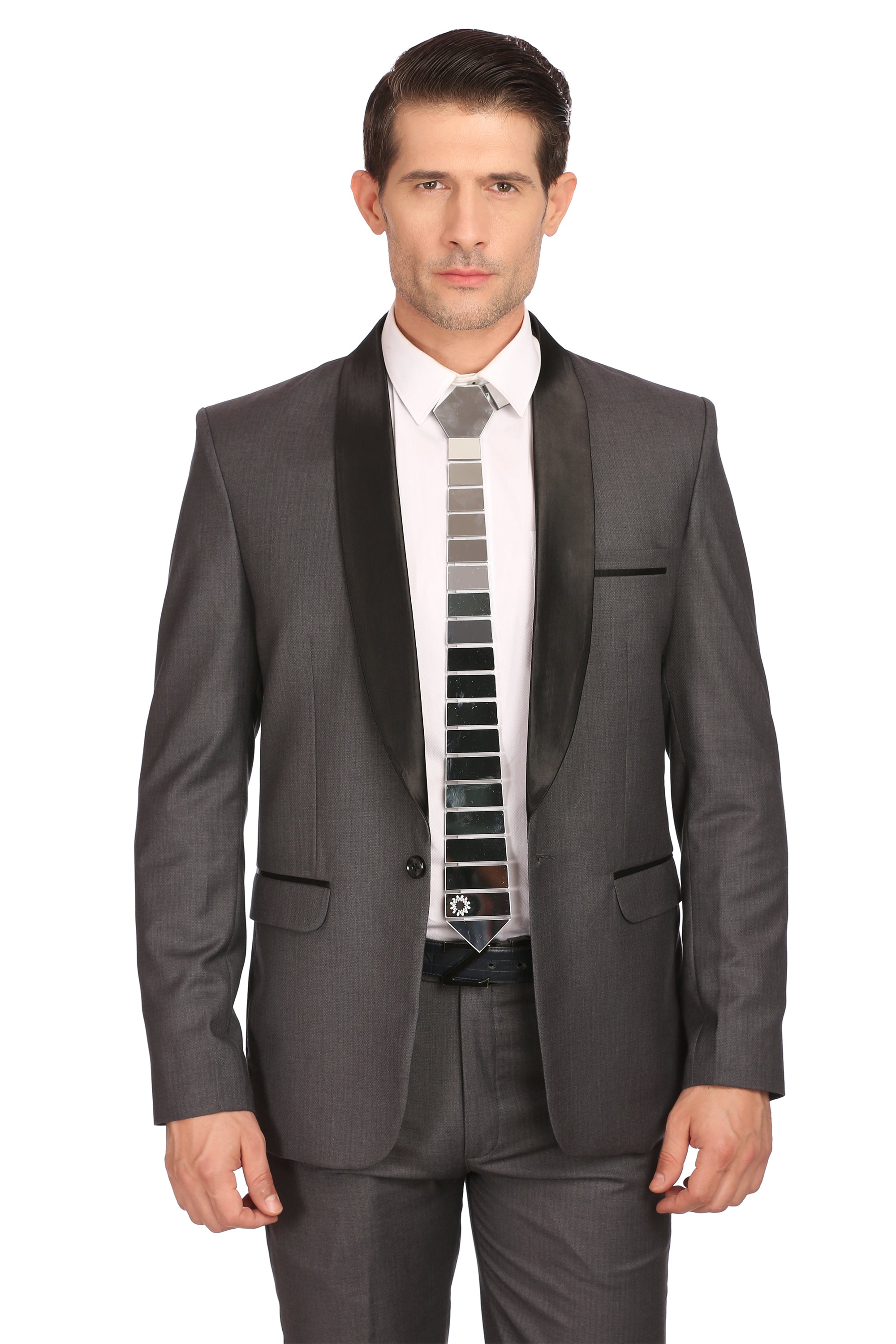 HEX silver top tie